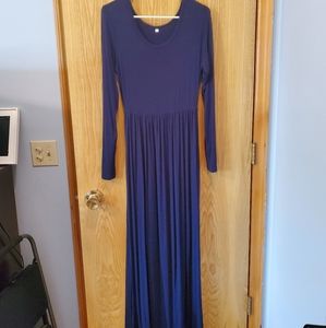 Amazon brand blue long sleeve maxi dress medium
